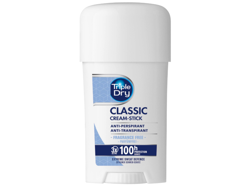 Triple Dry Cream-Stick Anti-Perspirant, Classic, Fragrance Free, 45 mL