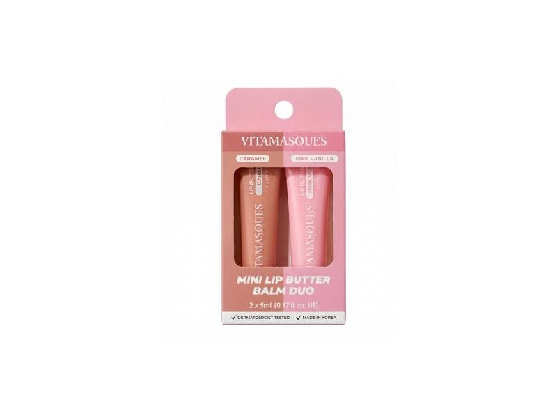 Vitamasques Lip Butter Balm Duo, Caramel & Pink Vanilla, 0.17 fl oz/5 mL, Pack Of 2