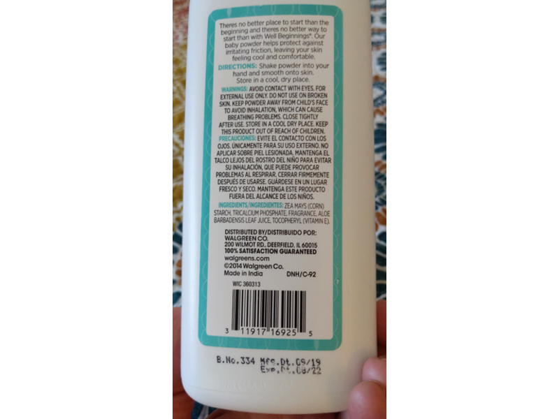 Well Beginnings Baby Powder, Pure Cornstarch, 15 oz/425 g