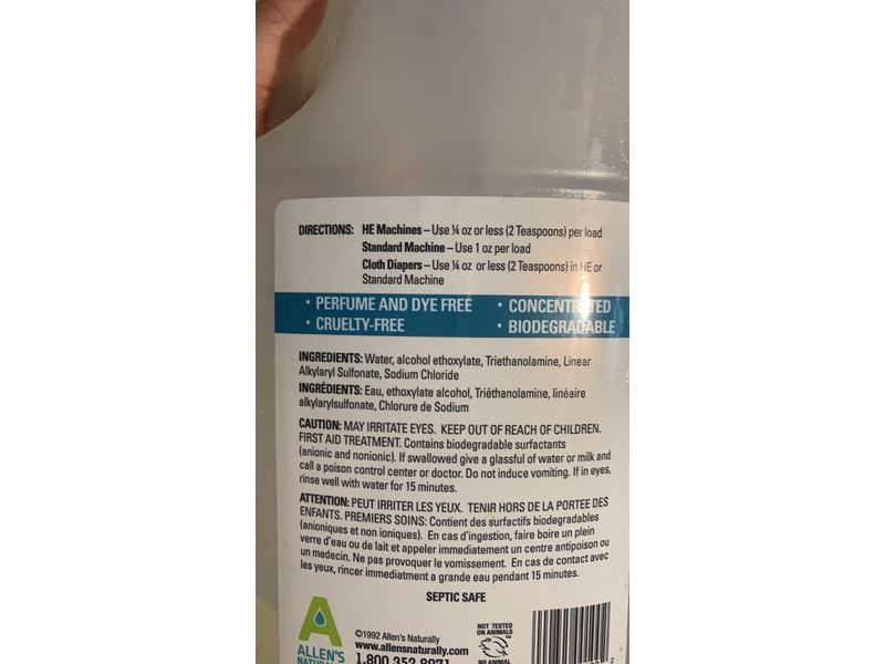 Allen's Naturally Liquid Laundry Detergent, 512 Loads, 128 fl oz/3.79 L