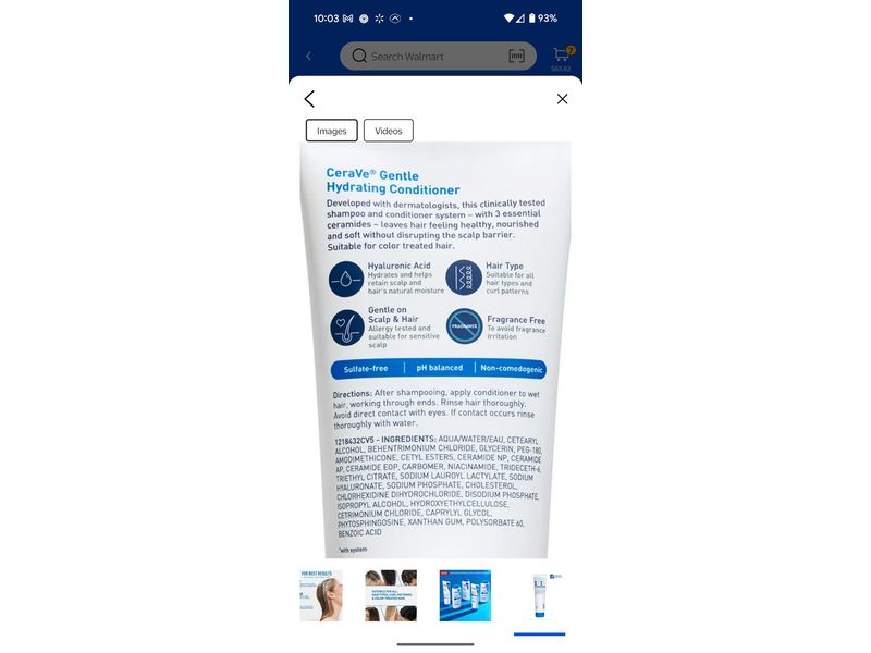 CeraVe Gentle Hydrating Conditioner, 9 fl oz/266 mL