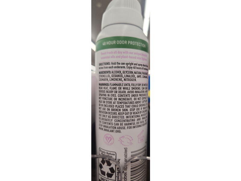 Schmidt's Natural Deodorant Spray, Clean Powder, 3.2 oz
