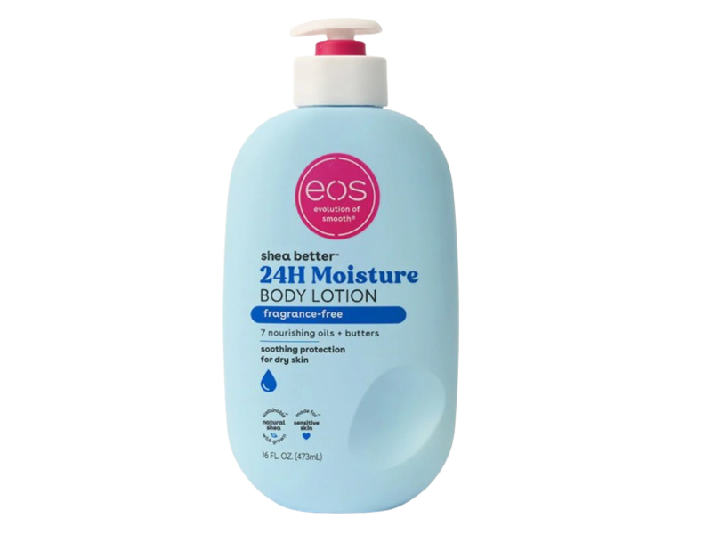 Eos Shea Better 24h Moisture Body Lotion, Fragrance Free, 16 fl oz/473 mL