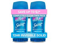Secret Outlast Antiperspirant Deodorant, Completely Clean, 2.6 oz/73 g, Pack Of 2 - thumbnail 1