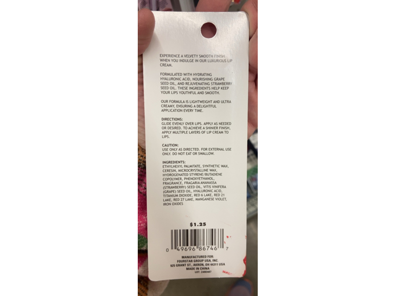 B-pure Silky Lip Cream, Hydrating Hyaluronic Acid, Bordeaux Bliss, 0.07 oz/2 g