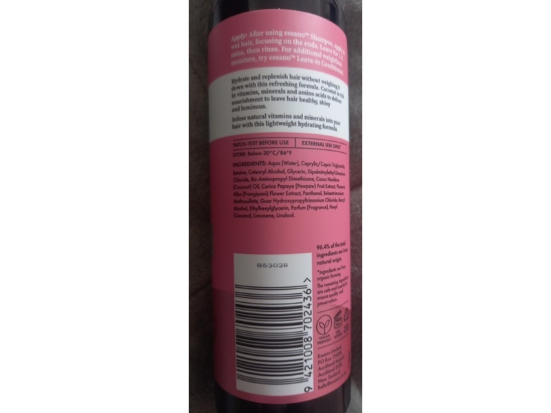 Essano Weightless Moisture Conditioner, Coconut, 10.14 fl oz/300 mL