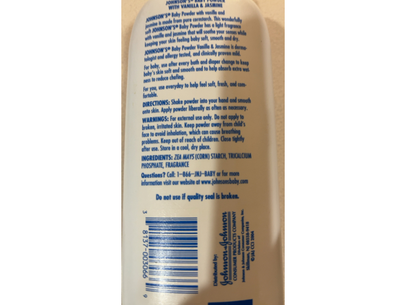 Johnson's Baby Powder, Vanilla & Jasmine, 15 oz/425 g