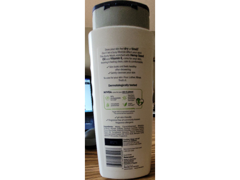 Nivea Men Sensitive Calm Body Wash, Hemp Seed Oil, 16.9 fl oz/500 mL, Pack Of 3