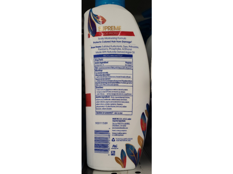 Head & Shoulders Scalp & Hair Shampoo, Supreme Color Protect, 11.8 fl oz/350 mL
