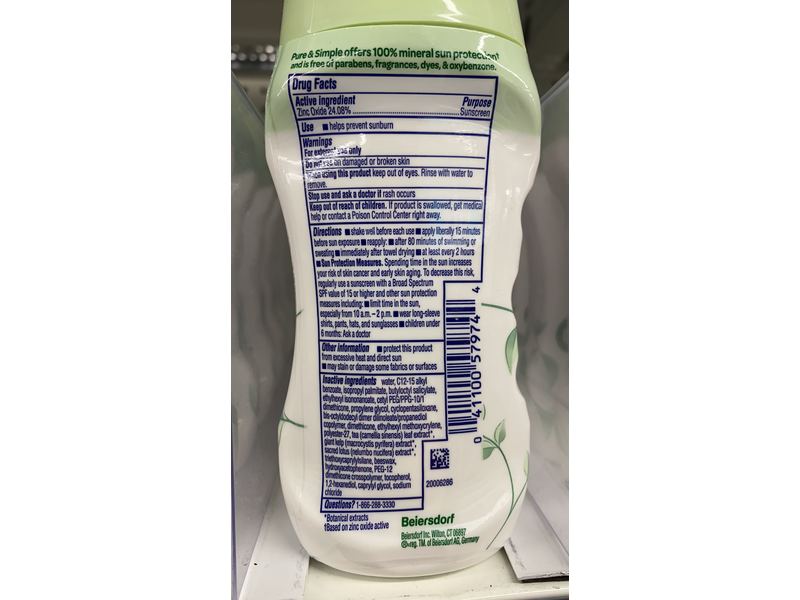 Coppertone Pure & Simple Sunscreen Lotion, SPF 50, 6 fl oz / 177 mL