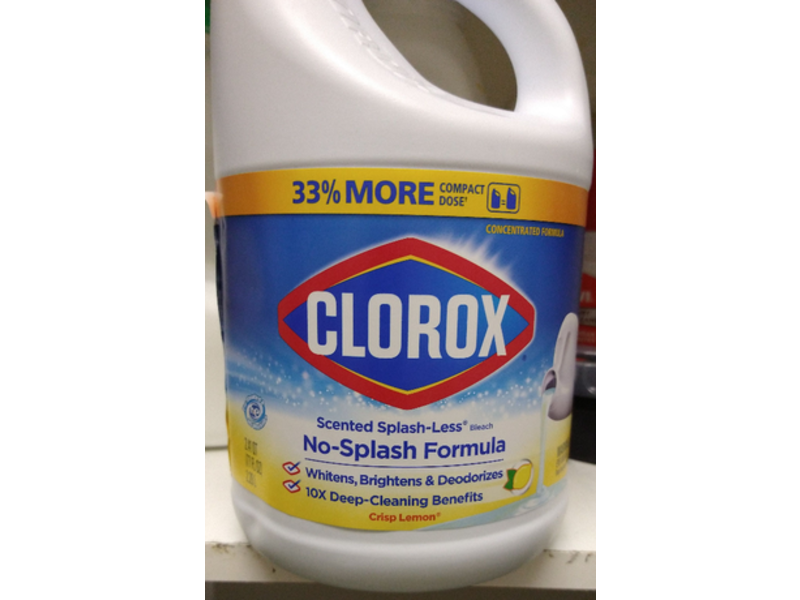 Clorox Scented Splash-Less Bleach No-Splash Formula, Crisp Lemon, 77 fl oz/2.28 L