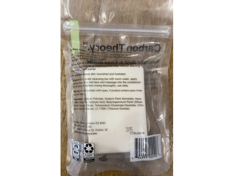 Carbon Theory Salicylic Acid Cleanser Bar, 3.5 oz/100 g