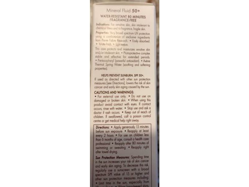 Avene Very High Protection Mineral Fluid, SPF 50+, 40 mL