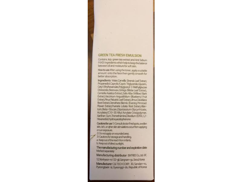 Isntree Green Tea Fresh Emulsion, 4.06 fl oz/120 mL