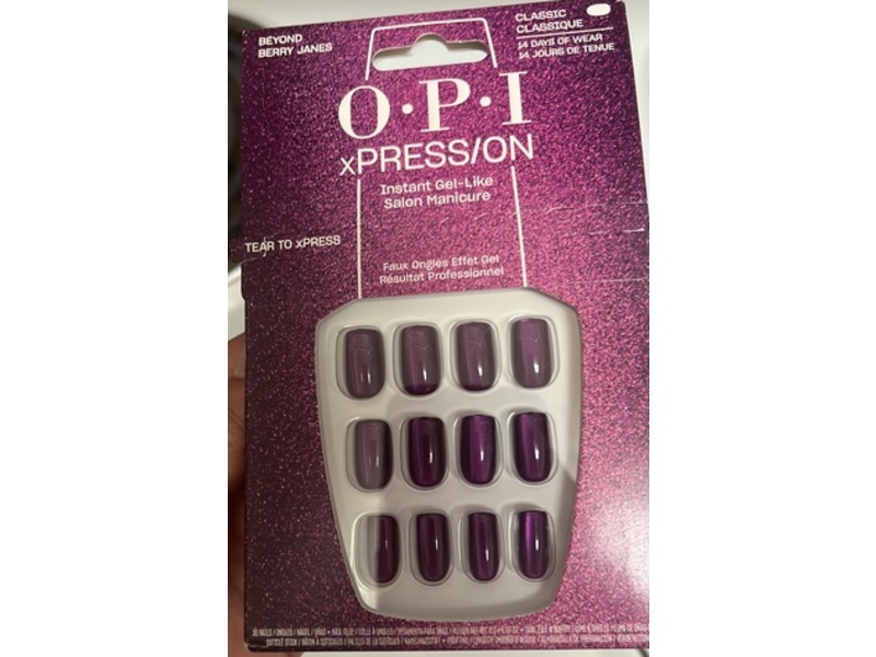 O.P.I Xpress/on Nail Strips, Beyond Berry Janes, 30 Count