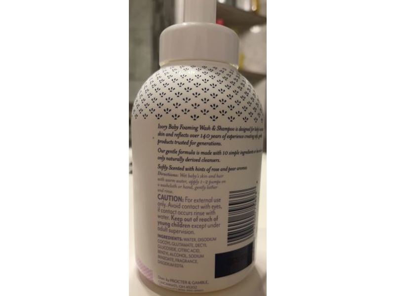 Ivory Baby Foaming Wash & Shampoo, Softly Scented, 16.9 fl oz/500 mL