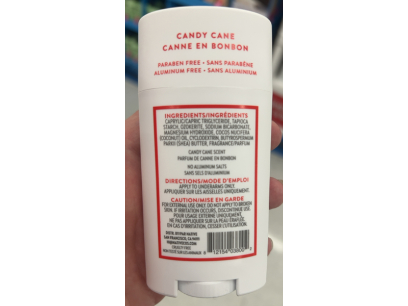 Native Deodorant, Candy Cane,2.65 oz/75 g