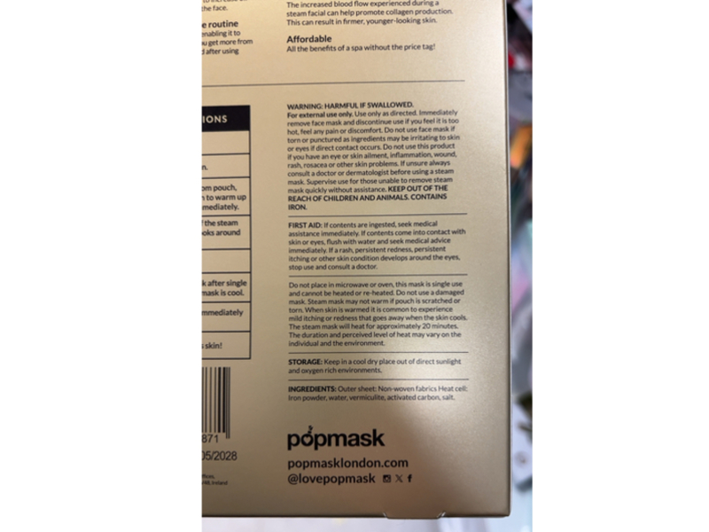 Popmask Glow Getter Self-Warming Steam Facial Mask, Pack Of 3