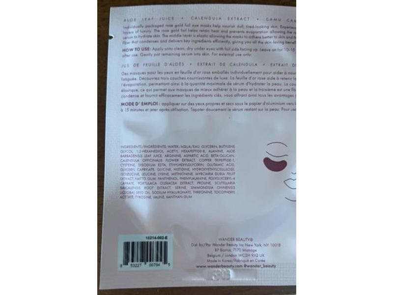 Wander Beauty Baggage Claim Rose Gold Eye Masks, 0.14 oz/4 g