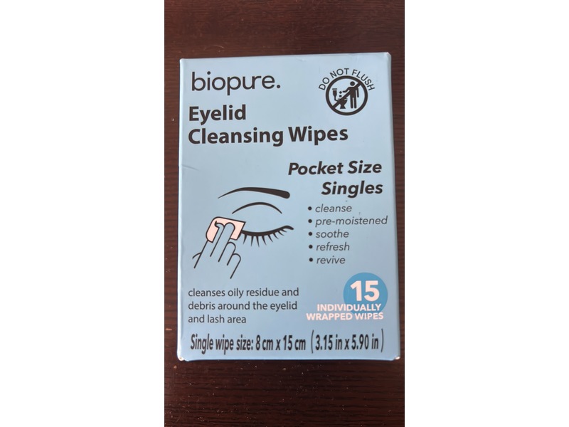 BioPure Eyelid Cleansing Wipes, 15 Count