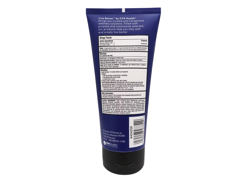 CVS Health Live Better Body Mineral Sunscreen, SPF 50, 6.0 fl oz/177 mL