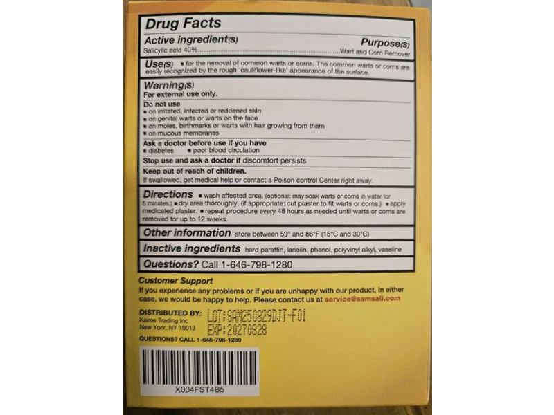 Samsali Wart & Corn Remover Pads with Salicylic Acid, 42 Count
