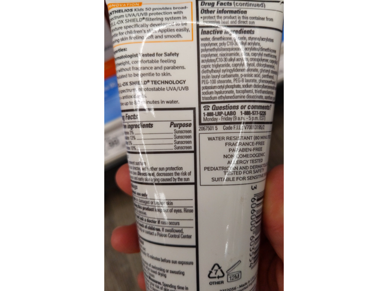 La Roche-Posay Anthelios Kids Gentle Lotion Sunscreen, SPF 50, 6.7 fl oz/200 mL