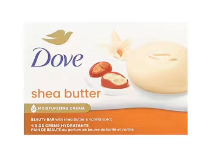 Dove Moisturizing Cream Beauty Bar, Shea Butter & Vanilla Scent, 2.6 fl oz/75 g, Pack Of 4