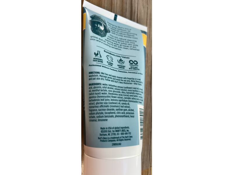 Burt's Bees Cooling Face Wash, Aloe & Hemp, 5 oz/141.7 g