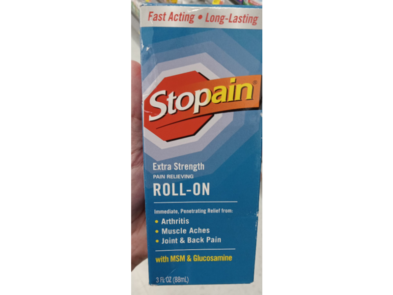 Stopain Extra Strength Pain Relief Roll-On, Msm & Glucosamine, 3 fl oz/88 mL
