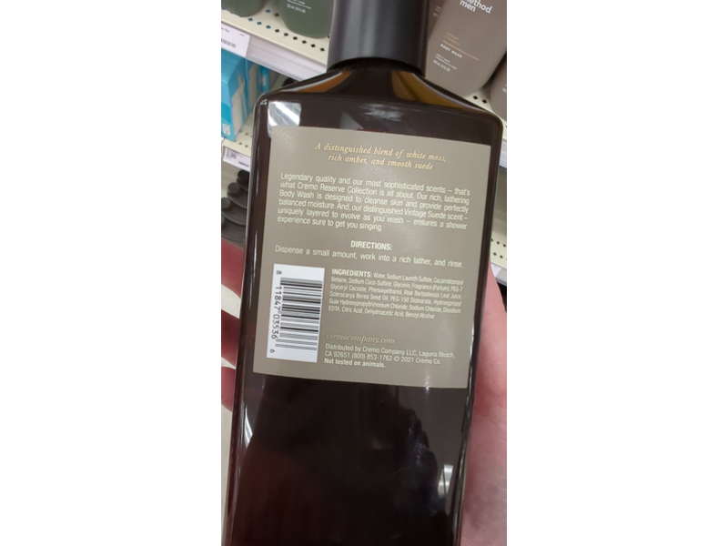 Cremo Reserve Collection Body Wash, Vintage Suede,16 fl oz/473 mL