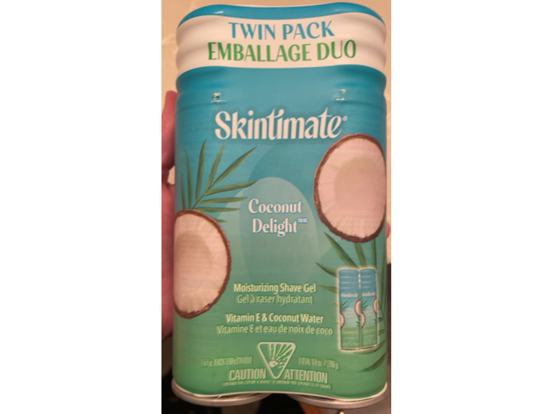 Skintimate Moisturizing Shave Gel, Vitamin E & Coconut Water, 14 oz/396 g, Twin Pack