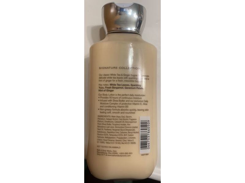 Bath & Body Works White Tea & Ginger Shea & Vitamin E Body Lotion, 8 fl oz/236 mL