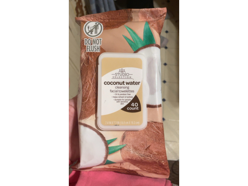 Studio Selection Cleansing Facial Towelettes, Coconut Water, 40 Count