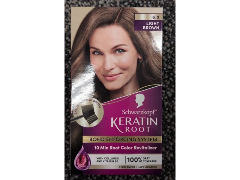 Schwarzkopf Keratin Root Bond Enforcing Permanent Hair Color, 6.0 Light Brown, 1 Application