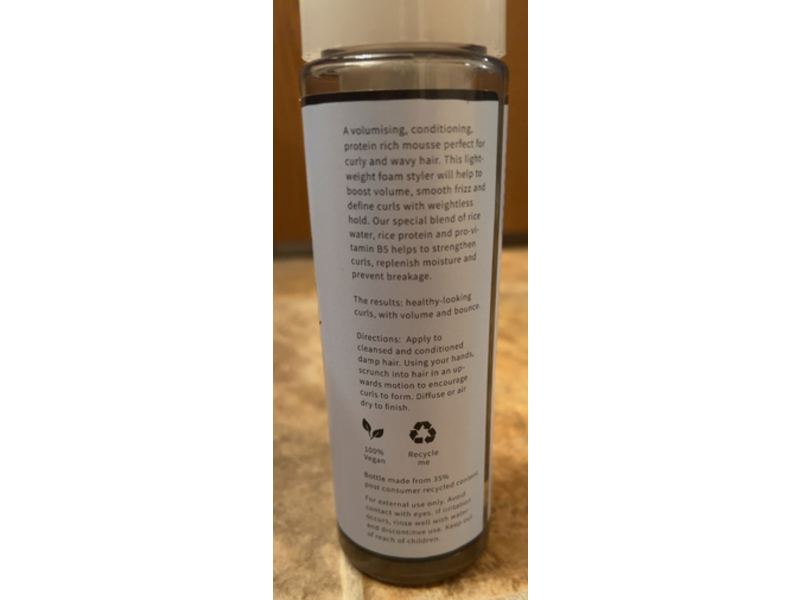 Only Curls Volumising Curl Mousse, Rice Water & Protein, 6.7 fl oz/200 mL