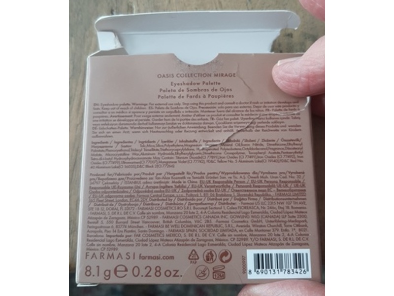 Farmasi Oasis Collection Eyeshadow Palette, Mirage, 0.28 oz/8.1 g