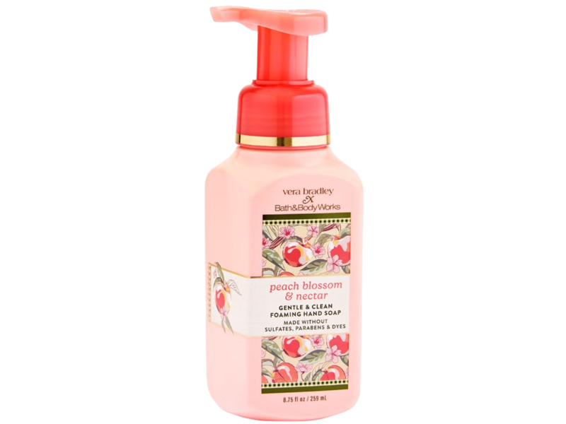 Bath & Body Works x Vera Bradley Gentle & Clean Foaming Hand Soap, Peach Blossom & Nectar, 8.75 fl oz/259 mL
