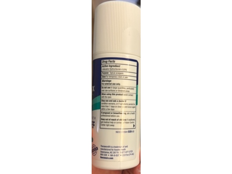 Theraworx Maximum Strength Pain Relief Roll-On, Lidocaine HCL 4%, 2.5 fl oz/74 mL