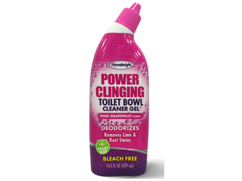 Homebright Power Clinging Toilet Bowl Cleaner Gel, Pink Grapefruit Scent, 14.5 fl oz/429 mL