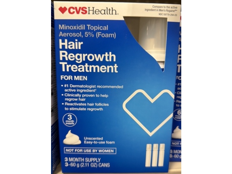 CVS Health Hair Regrowth Treatment, Minoxidil 5%, Unscented, 2.11 oz/60 g
