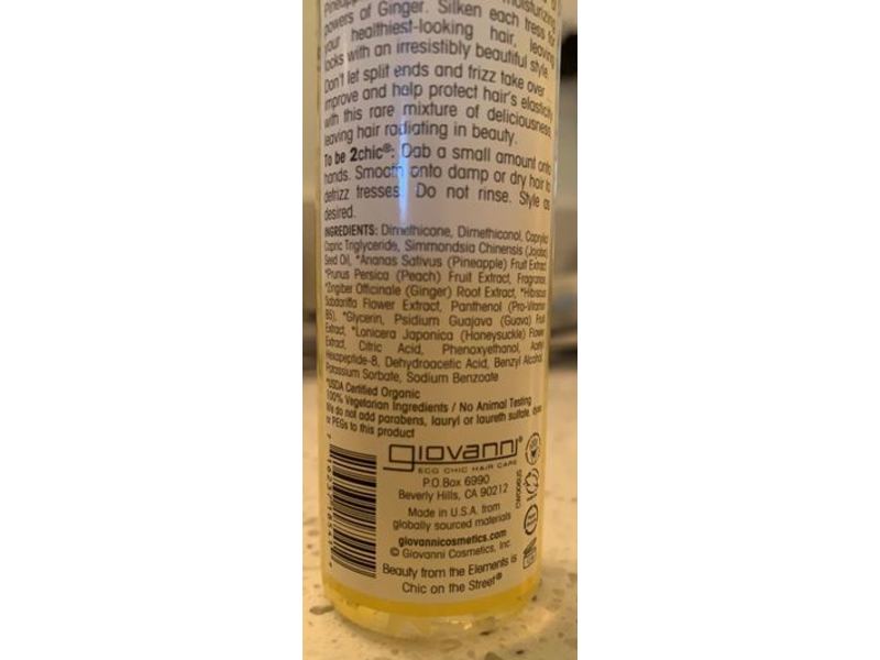 Giovanni 2 Chic Ultra-Revive Super Potion Anti-Frizz Hair Serum, Pineapple & Ginger, 2.75 fl oz/81 mL