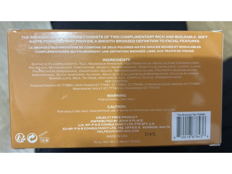 Juvia's Place Bronzed Duo Bronzer, Tan, 0.46 oz/13.02 g