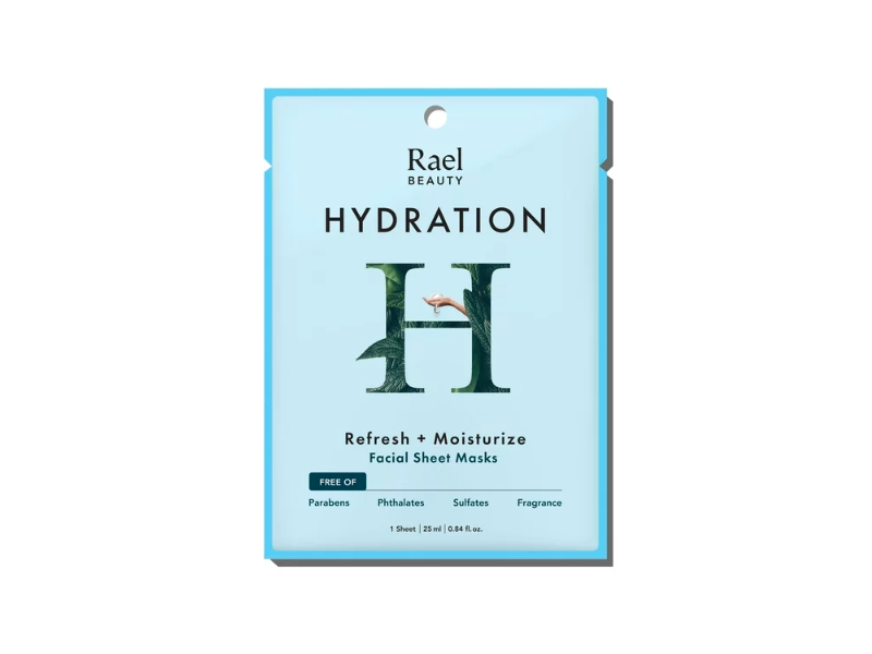 Rael Beauty Hydration Facial Sheet Mask, 0.84 fl oz/25 mL, 5 Count