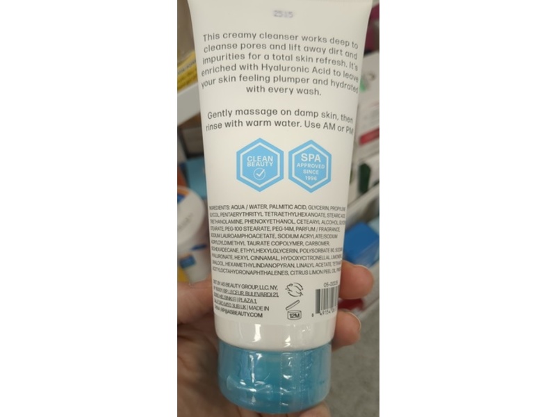 Bliss Hydrating Cream Cleanser, Hyaluronic Acid, 5.41 fl oz/160 mL