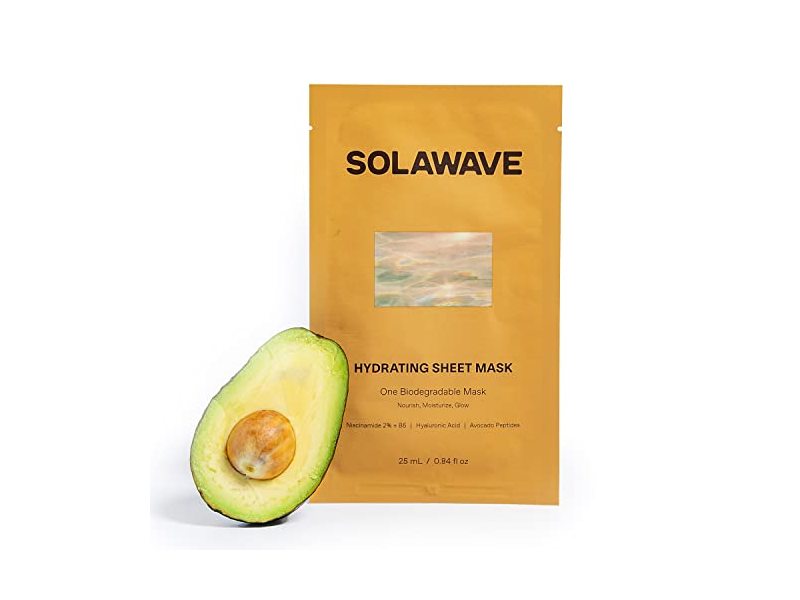 SolaWave Hydrating Sheet Mask, Avocado Peptides, 0.84 fl oz/25 mL, Pack Of 5