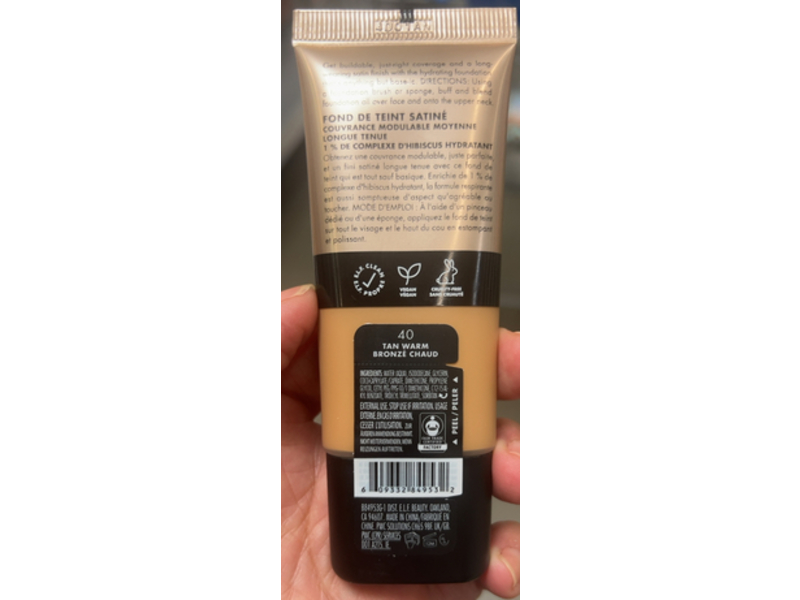 e.l.f. Soft Glam Satin Foundation, 40 Tan Warm, 1 fl oz/30 mL