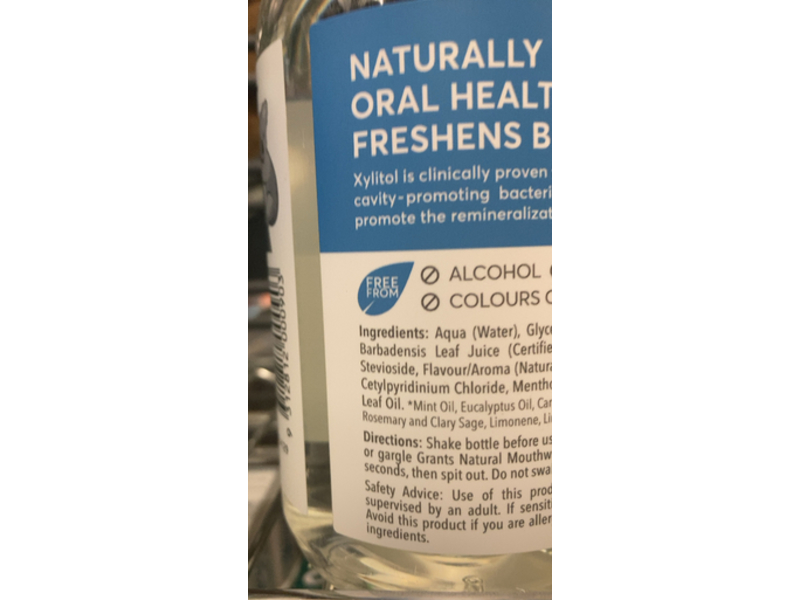 Grants Minty Fresh Natural Mouthwash, Xylitol, 16.9 fl oz/500 mL