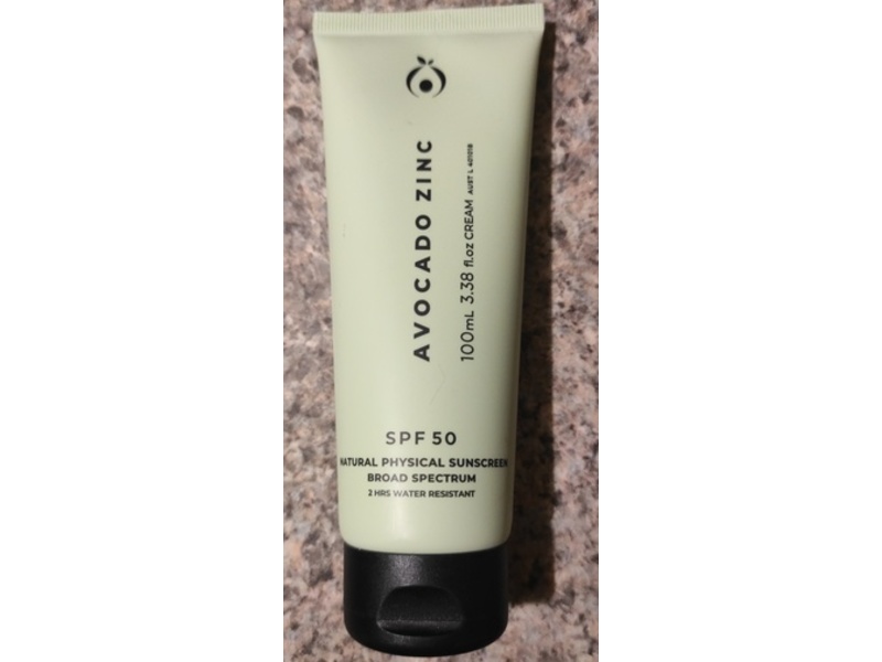 Avocado Zinc Natural Physical Sunscreen, SPF 50, 3.38 fl oz/100 mL
