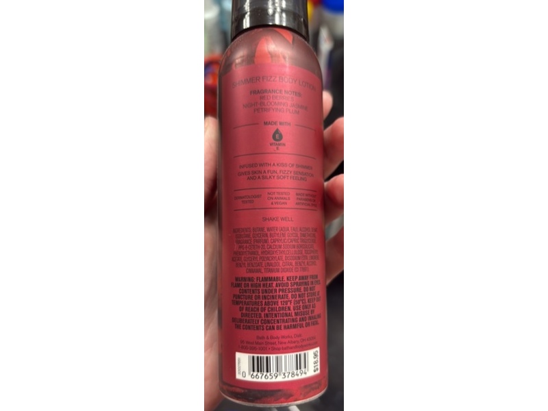 Bath & Body Works Vampire Blood Shimmer Fizz Body Lotion, Vitamin E, 3.5 oz/100 g